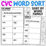 CVC Word Sort Activity - Review CVC Word Families - CVC Wo