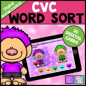 Preview of Valentine's Day Reading Boom™ Cards CVC Words Kindergarten 1st