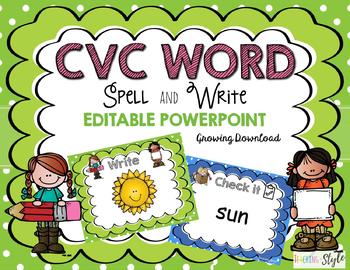 Preview of CVC Words Spell and Write Editable Powerpoint