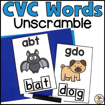 Preview of CVC Words Unscramble Activity - Segmenting, Blending, Writing CVC Word Practice