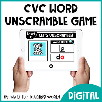 Preview of CVC Word Unscramble Digital Powerpoint Game (Google Slides)