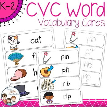CVC Word Vocabulary Word Wall Cards plus Write & Wipe Version | TpT