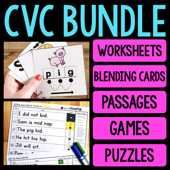 Preview of CVC Word Work BUNDLE - Science of Reading by Phonics Patterns Blending Activity