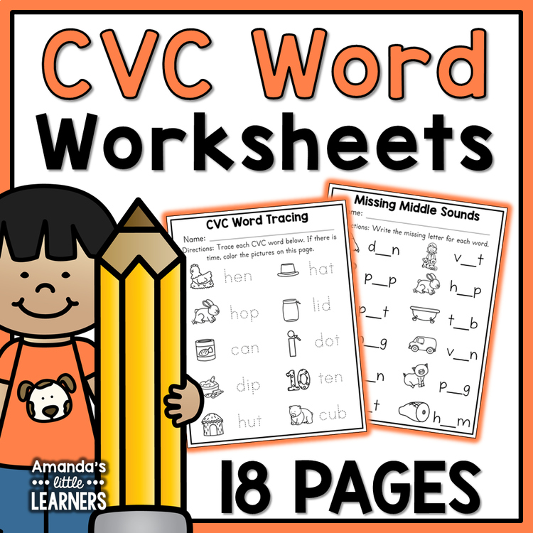 CVC Word Worksheets by Amanda's Little Learners | TpT