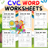 CVC WORD worksheets for kids, learning how to read