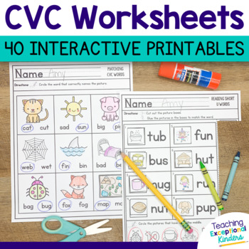 Preview of CVC Words Worksheets | Short Vowel Printables