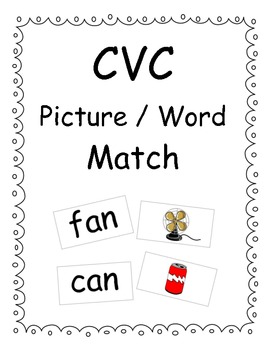 CVC Word and Picture Matching Game by Krystal White | TpT