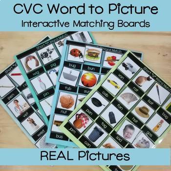 Preview of CVC Word to Picture Match with REAL Pictures