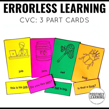 Preview of CVC Words 3 Part Cards | Low Prep Visuals for Centers and Task Boxes