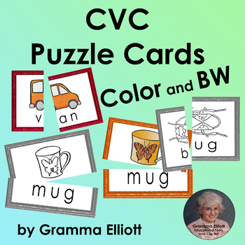 Preview of CVC Words Activities - Puzzles and Picture Word Cards for home and school