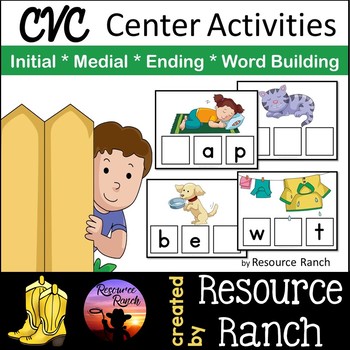 Preview of CVC Words Activities for Initial Medial and Final Sounds Practice