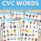 CVC Words Bingo Game and Vocabulary Flashcards with Real P