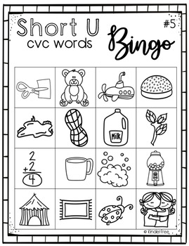 cvc words bingo short u by kinderfree teachers pay teachers