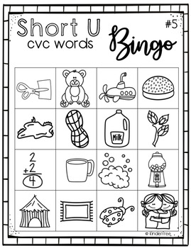 cvc words bingo short u by kinderfree teachers pay