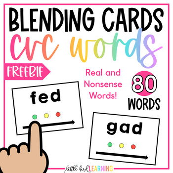Preview of CVC Words Blending Cards - Real and Nonsense Words FREEBIE