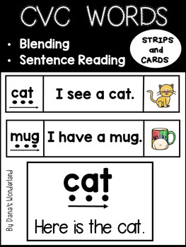 Preview of CVC Word Practice Phonics Cards Blending Segmenting Word Work Decoding Sentences
