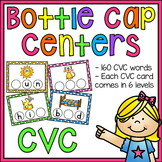 CVC Words Bottle Cap Centers BUNDLE (6 levels! Kindergarte