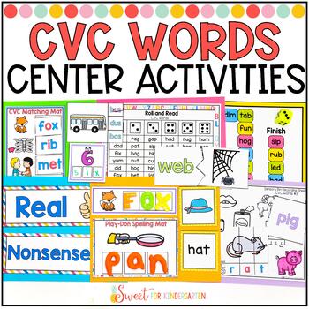 Preview of CVC Words Centers and Phonics Activities for Kindergarten or First Grade