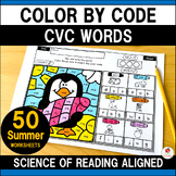 CVC Words Color by Code Summer Worksheets Science of Readi