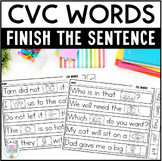CVC Words Decodable Sentences | CVC Reading | No Prep Worksheets