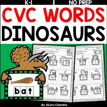 Preview of CVC Words | Dinosaurs | Write the Word | Worksheets