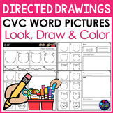CVC Words Directed Drawing Worksheets - Writing Center (Ki