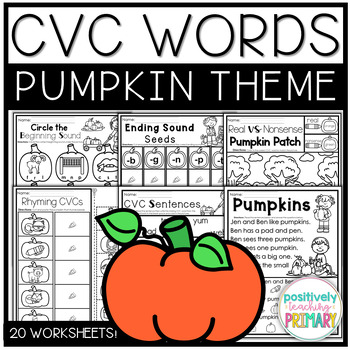 Preview of CVC Words Fall Pumpkin Worksheets