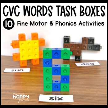 Preview of CVC Words Fine Motor Skills Task Boxes - Morning Tubs - CVC Words Practice