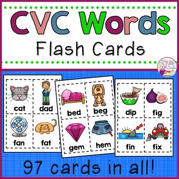 Cvc Words Flash Cards By The Picture Book Cafe Tpt