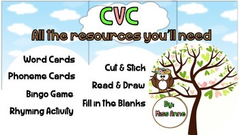 Preview of CVC Words - Flashcards, Activities & Worksheet