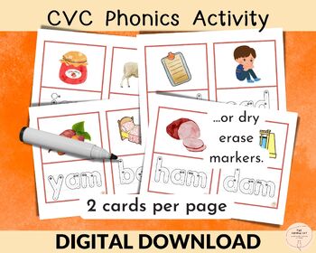 CVC Words Flashcards for Kindergarten, CVC Word Builder, Trace the Word ...