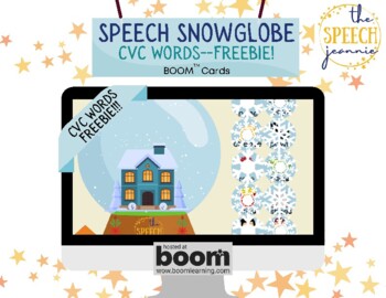 Preview of FREEBIE:  CVC Words--Winter Snow Globe Speech Articulation BOOM Cards
