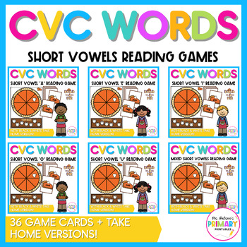 Preview of CVC Words Game Bundle: Thanksgiving Phonics Center Activity