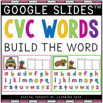 Preview of CVC Words Mixed Short Vowels Kindergarten First Grade Phonics Google Slides