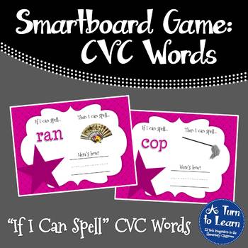 Preview of CVC Words: "If I Can Spell" Spelling Patterns Game (Smartboard/Promethean Board)