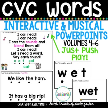 CVC Words Blending Powerpoints & Printables Volumes 4-6 | Distance Learning