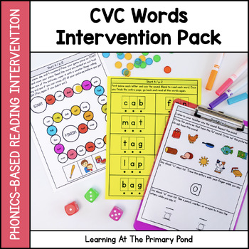 Preview of CVC Words Practice Intervention Pack | No-Prep Reading & Phonics Intervention