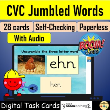 Preview of CVC Words Jumbled CVC Words BOOM Cards™ Digital Task Cards Distance Learning