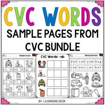 Preview of CVC Words Mixed Short Vowels Worksheets Kindergarten and First Grade Phonics