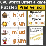 CVC Words Onset & Rime Puzzles Print Version, Printable in