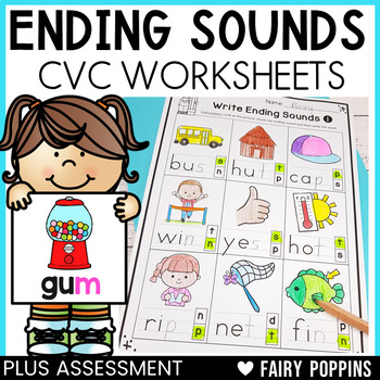 Preview of CVC Words Short Vowel Worksheets | Final Sounds, Ending Sounds, Word Work