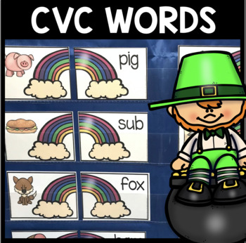 Preview of CVC Words - Phonics St. Patrick's Day Decoding Kindergarten March Reading Center