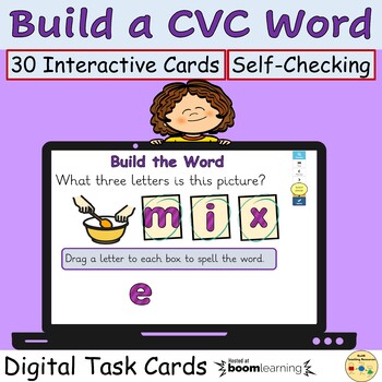 Preview of CVC Words Phonics Word Work BOOM Cards™ Digital Task Cards Distance Learning