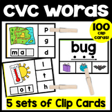CVC Words with Pictures Clip Cards, Blending and Segmentin