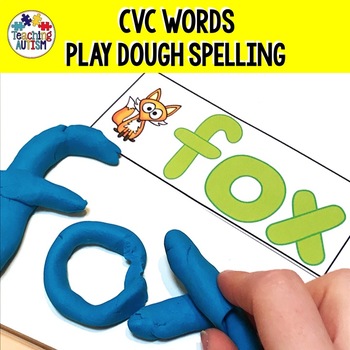 Preview of CVC Words Activities Play Dough Task Cards