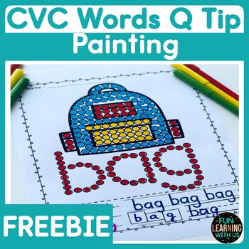 Preview of CVC Words Q-Tip Painting FREEBIE | Short Vowel Craft Activities