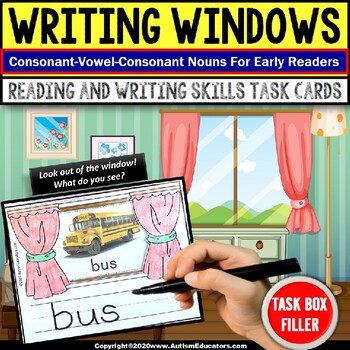 Preview of CVC Words - READING and WRITING Intervention WORD WINDOWS Task Box Filler