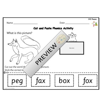 CVC Words Read Match Cut and Paste and Write Worksheets | TpT