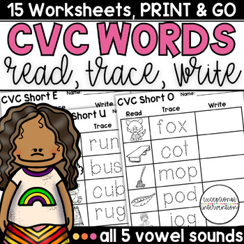 Preview of CVC Words, Printable Worksheets for Kindergarten