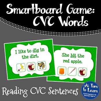 Preview of CVC Words: Reading CVC Sentences Game (Smartboard/Promethean Board)